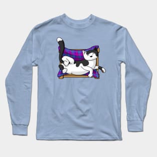 Black and white cat sleeping upside down Long Sleeve T-Shirt